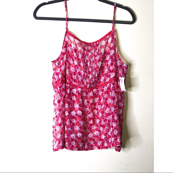 Sheer Floral Tank Top Blouse Large - Picture 4 of 8